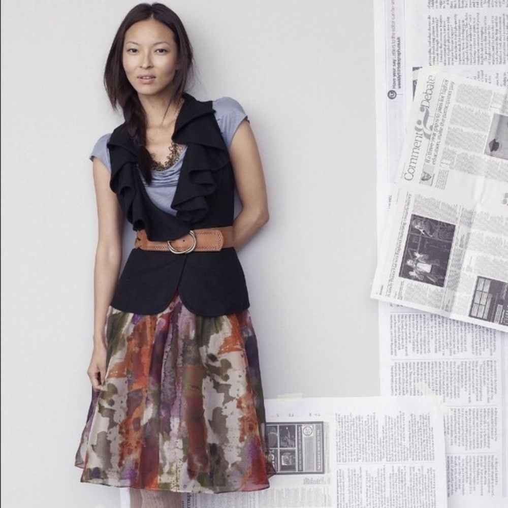 Anthropologie Elegant Black Ruffle Vest - Picture 2 of 5